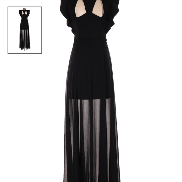 Halston black flutter sleeve gown - Picture 5 of 5
